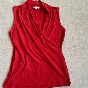 Cabi - Women's Red Coral Faux Wrap Sleeveless Top
